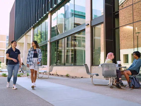 Students walking outside