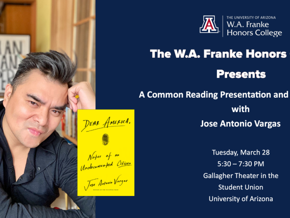 A banner image for the Common reading Presentation and Book Signing with Jose Antonio Vargas