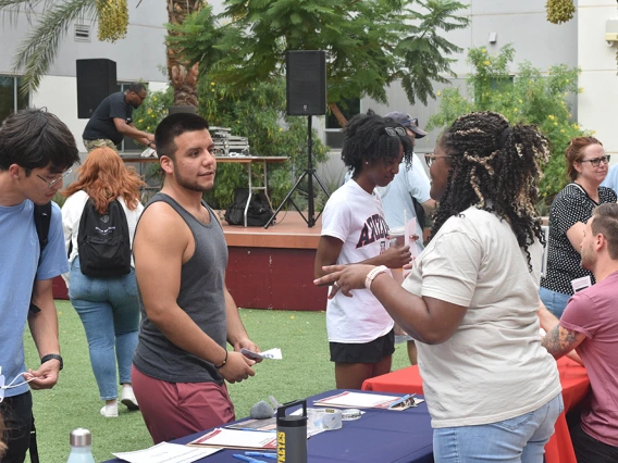 Dr Meeks Talking with students 