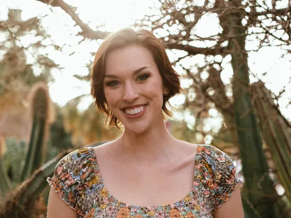 woman headshot background cactus and sunshine