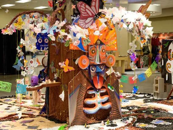 day of the dead art installation in UA Campus store