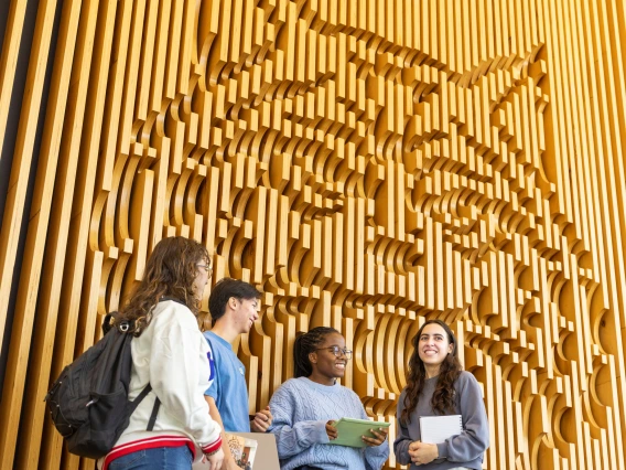 Wilbur Wall in the Honors Village lobby 