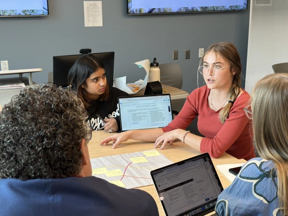 Students working with industry partners in the classroom