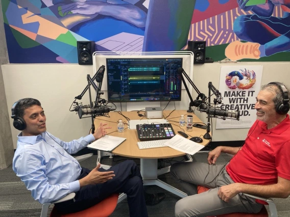 Deans Karthik Kanan and JOhn Pollard in the digital maker space