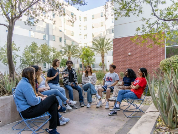 Honors Student Council Students in the courtyard