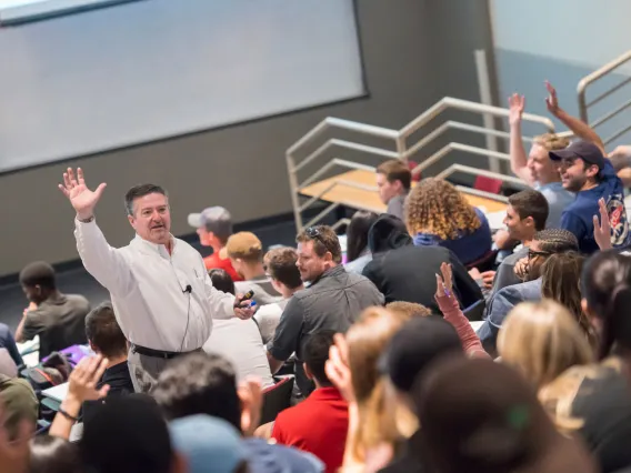 Students participating in an engaging lecture