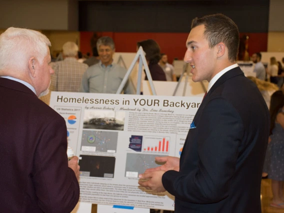 Harris Sharf presenting his research