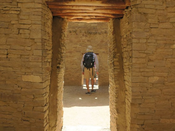 Student Exploring the Chaco Canyon