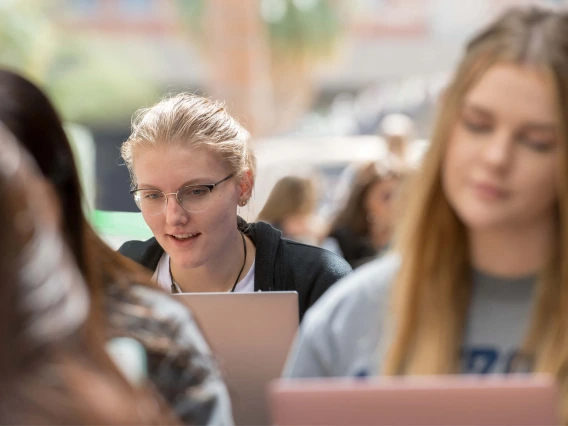 A student on a laptop computer