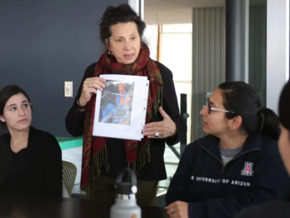 Ellen Melamed instructing University of Arizona College of Medicine students on tools to build empathetic relationships with future patients.