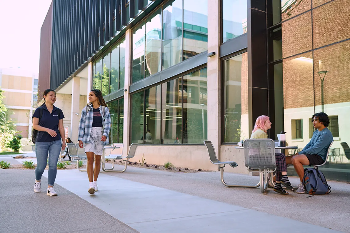 Students walking outside