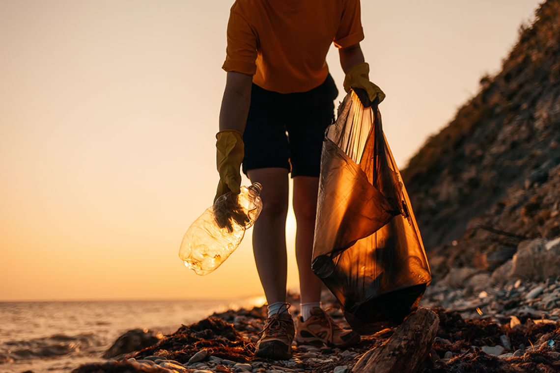 Cleaning up Garbage on the beach 