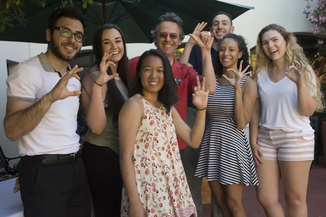 HHV students and Victor Braitberg show their Wildcat pride
