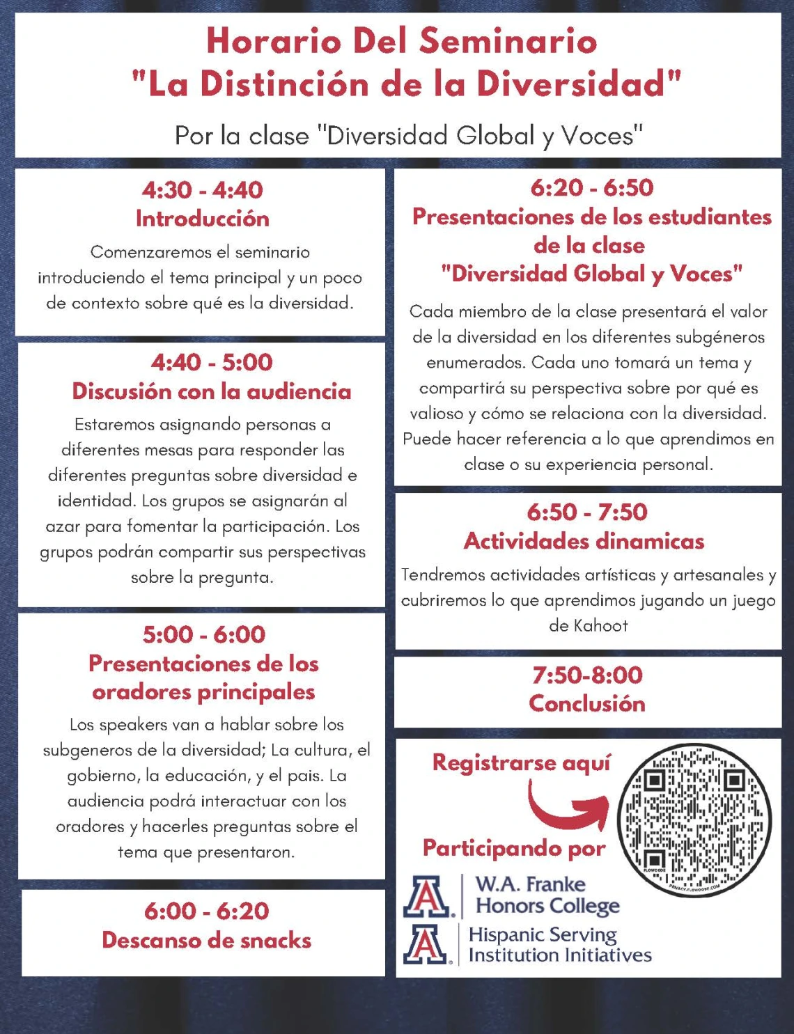 A program in Spanish for the student-run seminar