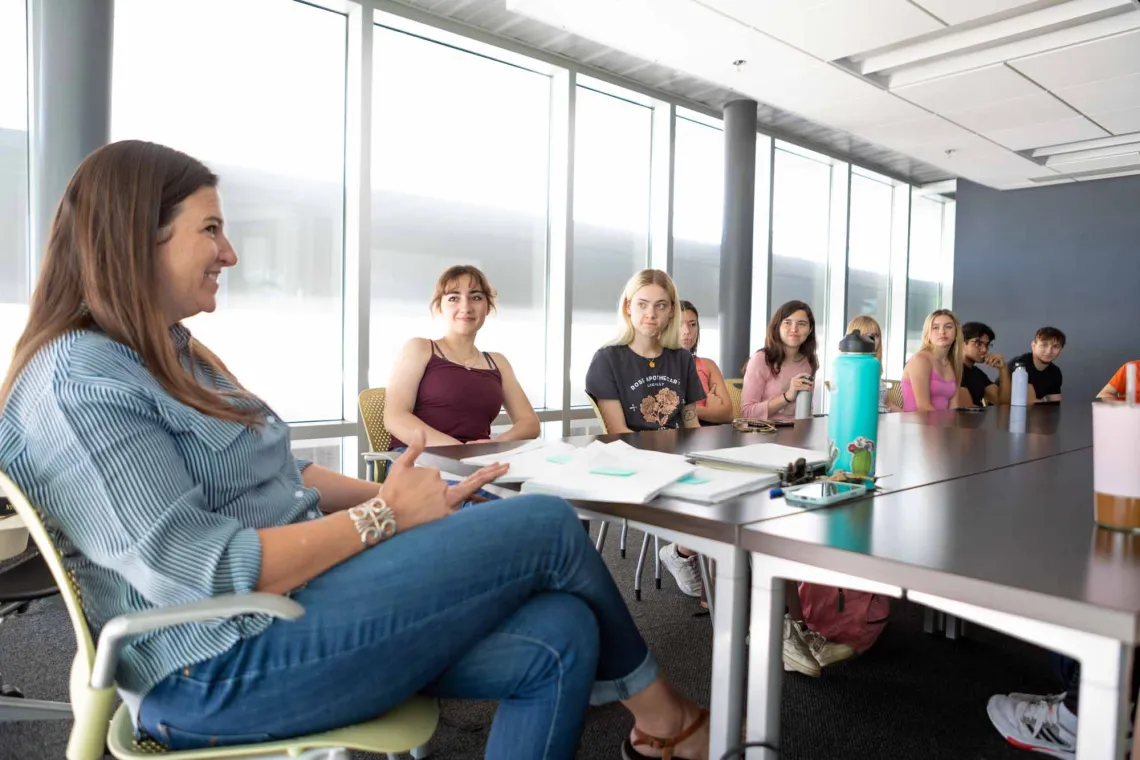 Students in class at the Poetry Center