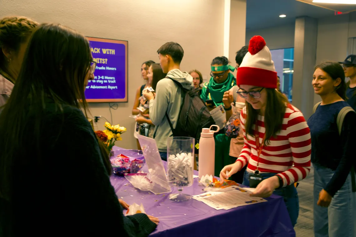 Students at Halloween event