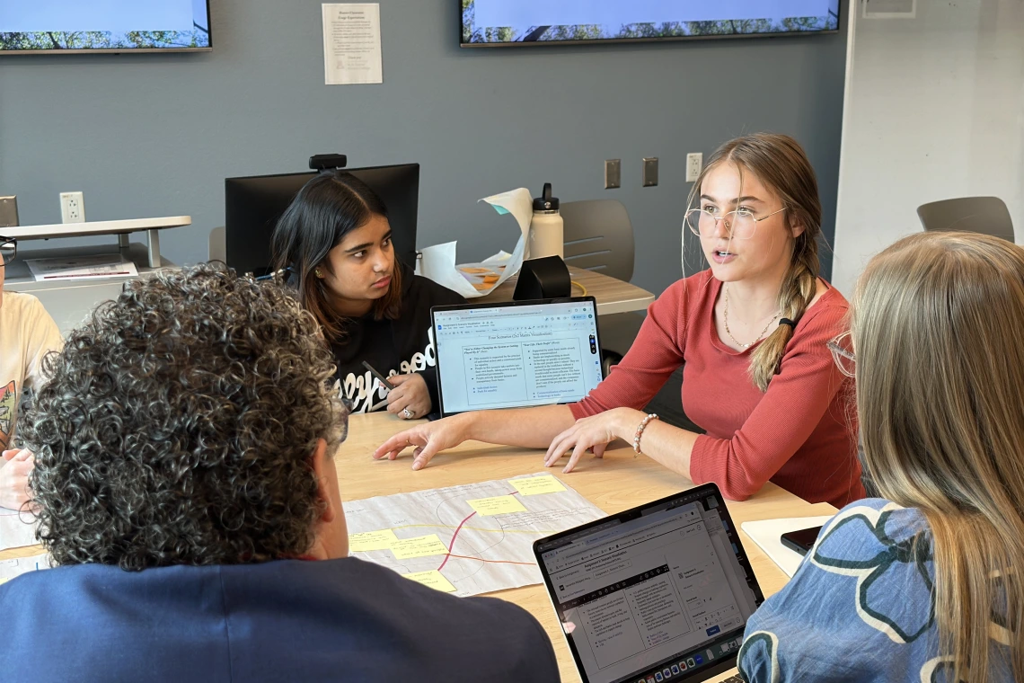 Students working with industry partners in the classroom