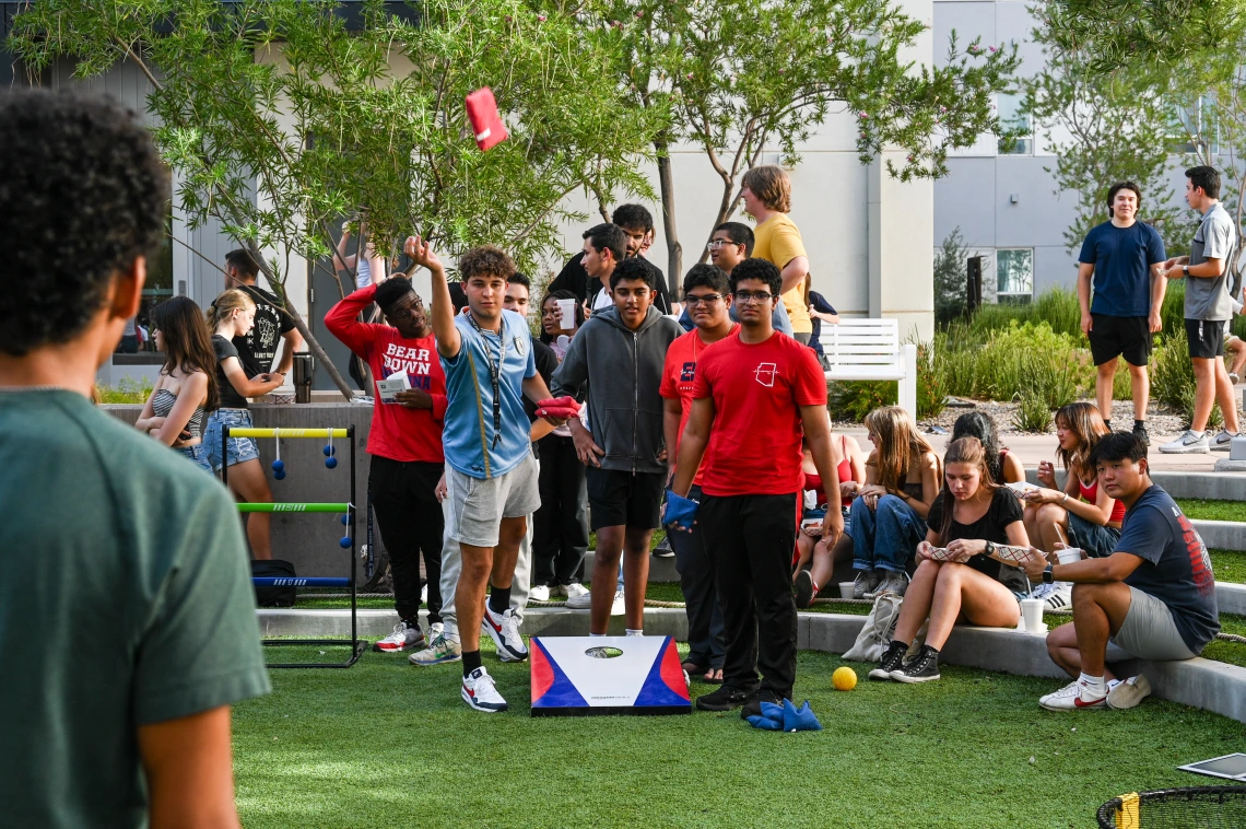 Students playing games at the Honors Village