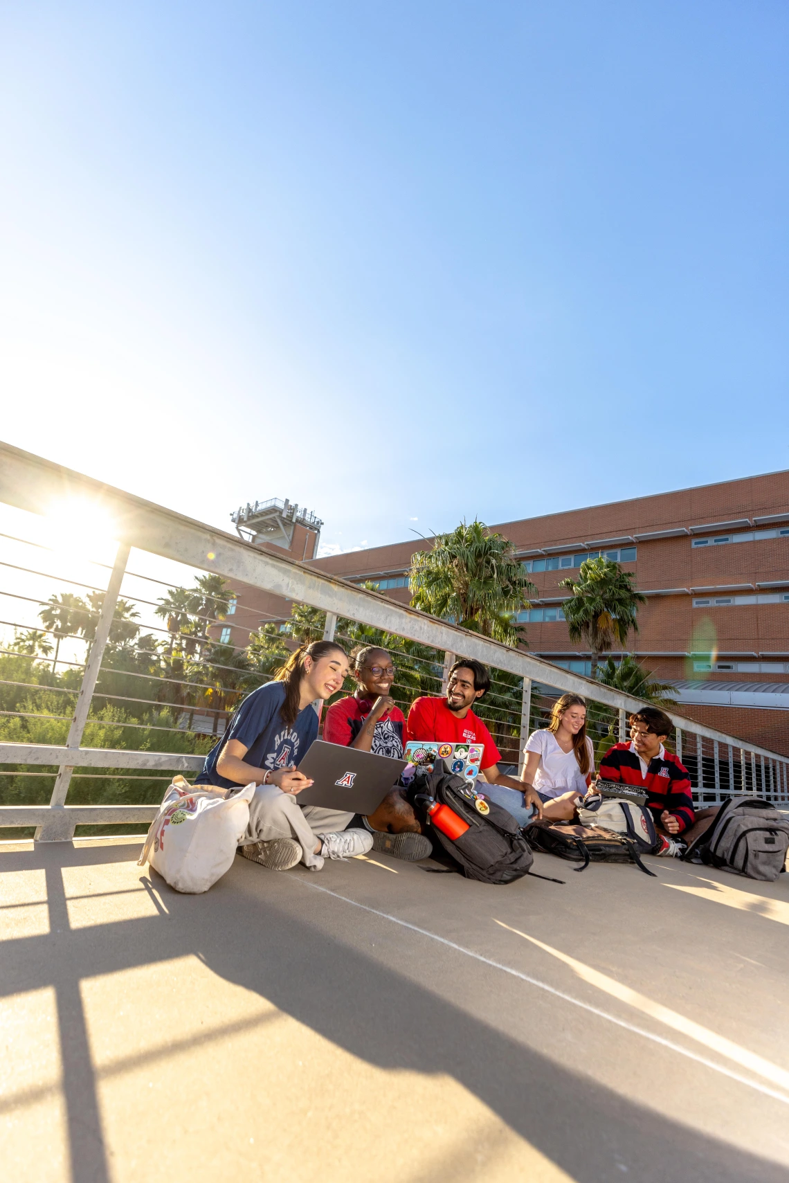 Student group on bridge at AME