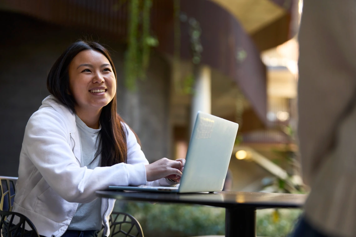Student smiling at ENR2