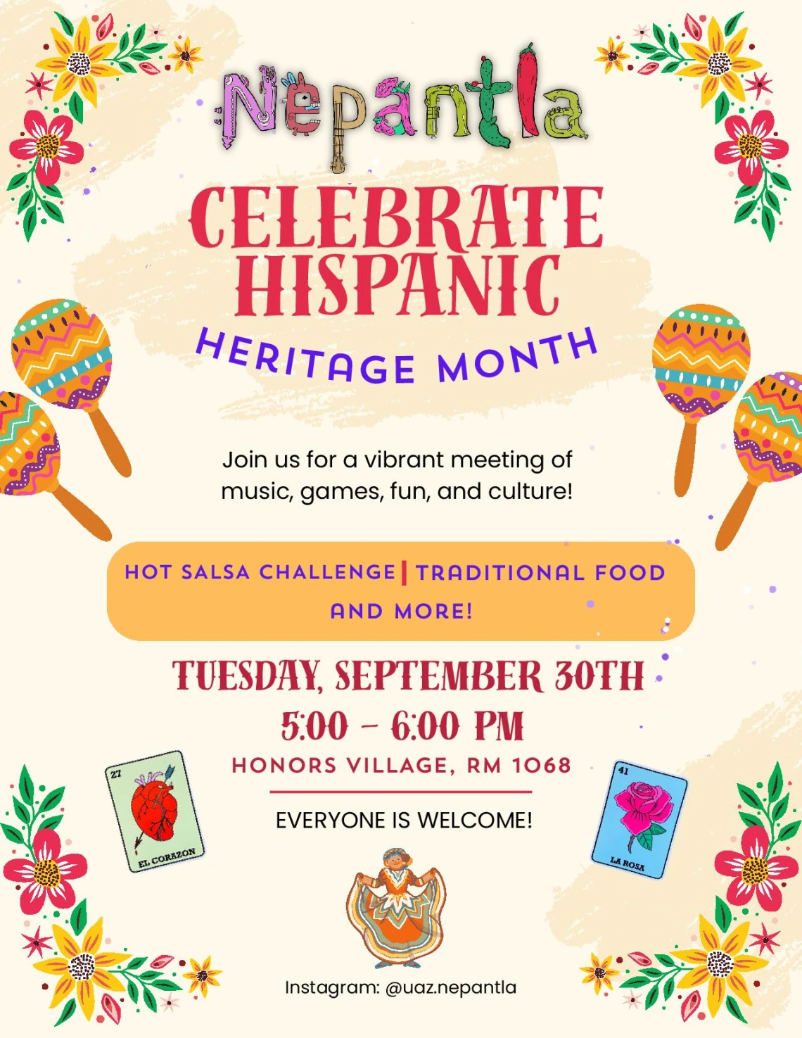Flyer for Hispanic Heritage Month event