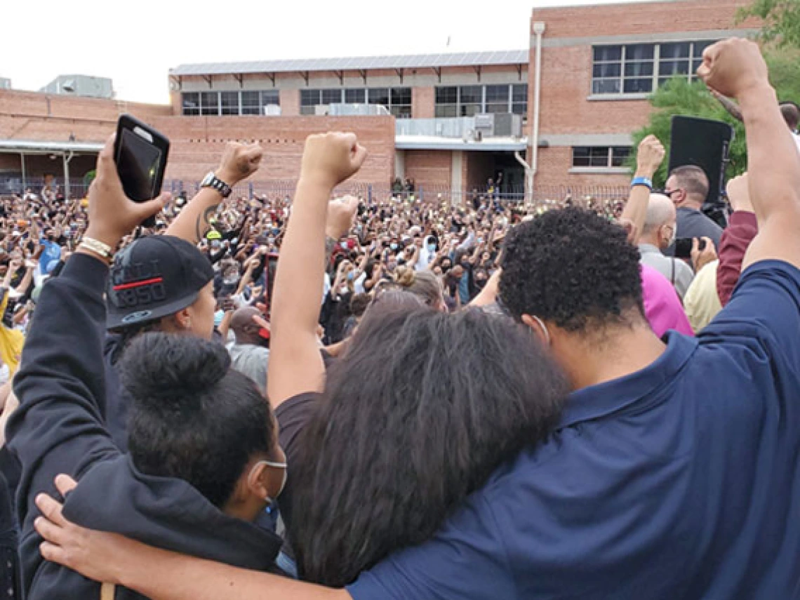 Students at peaceful protest