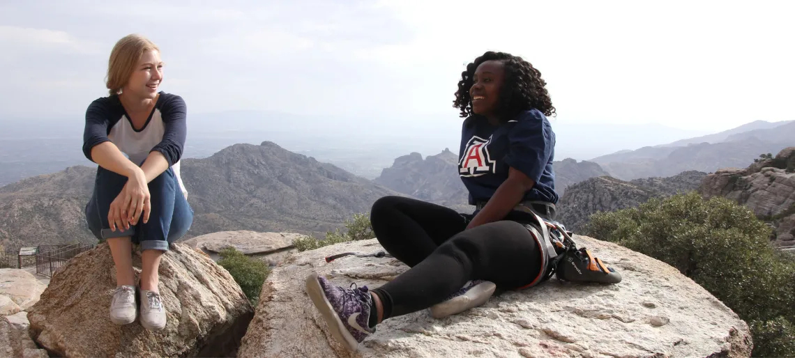 Students enjoying the scenery on their Abroad trip