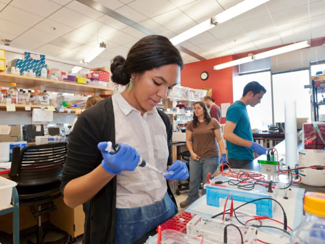 Female student in the lab