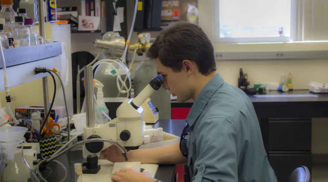 Jeremiah Pate working in the lab