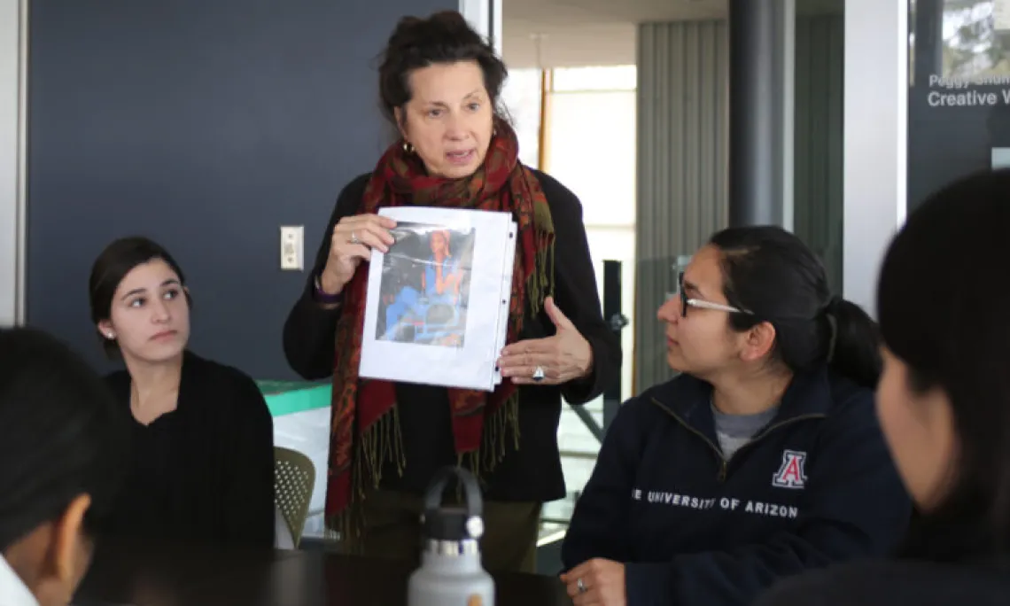 Ellen Melamed instructing University of Arizona College of Medicine students on tools to build empathetic relationships with future patients.