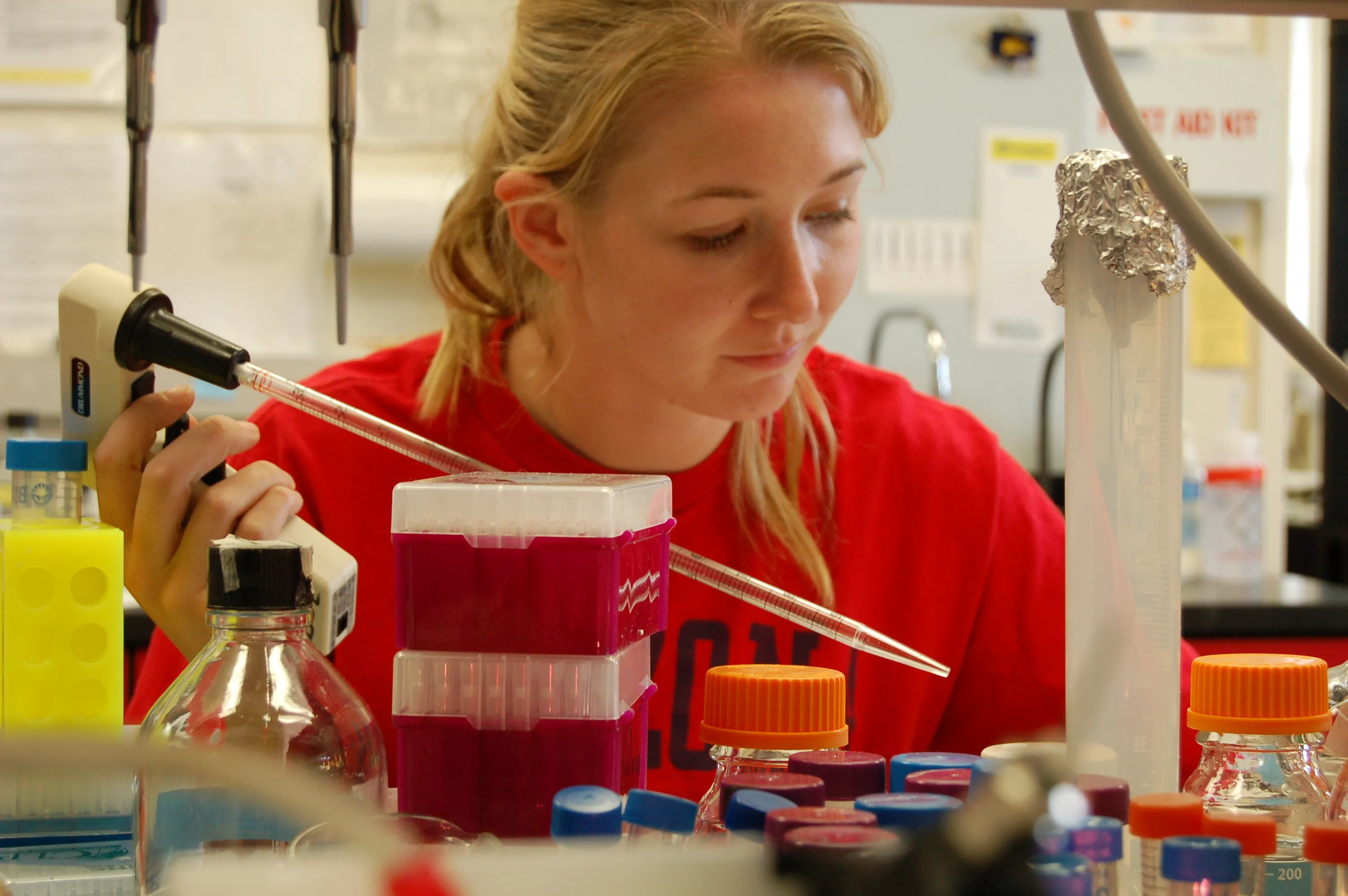 Student working in a research lab