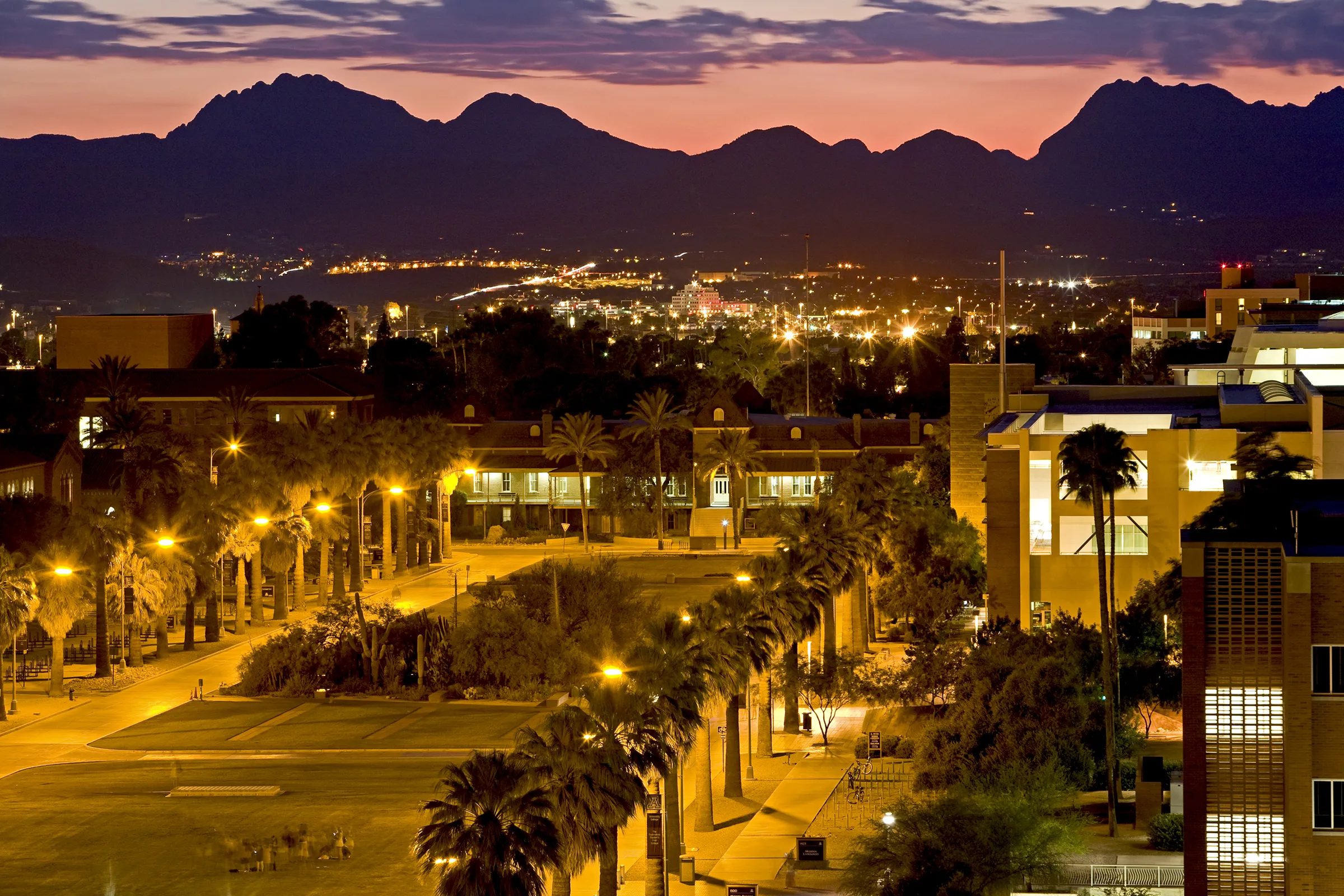 U of A Mall at night