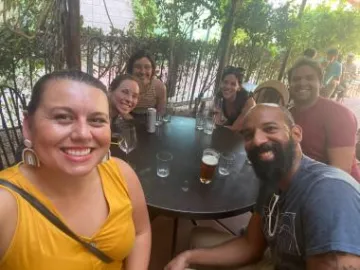 The 2022 CUES Spanning Boundaries team pictured from left to right: Dr. Lyssette Davi, Dr. Caitlyn Hall, Laura Horley, Nicole Antebi, Aaron Bugaj, and Kenneth Kokroko.