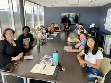 HNRS 216 students meeting with Rita Dove