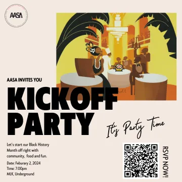 Bold text reading "kickoff party"