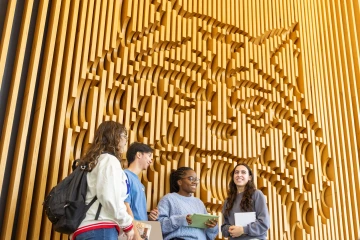 Wilbur Wall in the Honors Village lobby 
