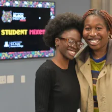 Two students at the Black Student Mixer in 2023.