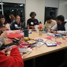 Students crafting for Valentines day