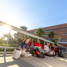 Student group on bridge at AME