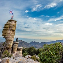 U of A flag on peak at Windy Point