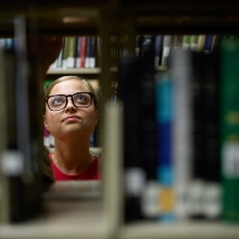 Student in library