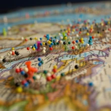 map with pins in different locations