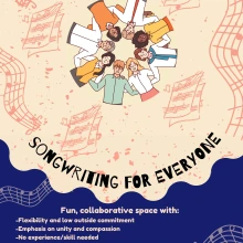 A flyer for songwriting for all