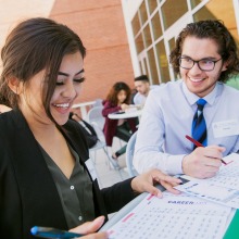 Hispanic Students working on campus
