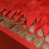 honors medallions with red ribbons