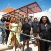 group of students standing in front of museum of art